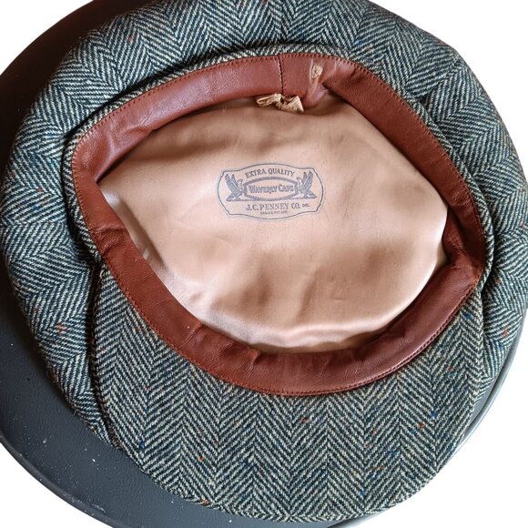 1930's Vintage J.C. Penney Waverly Caps sz 7 Men's Tweed Newsboy Cap Herringbone - Picture 2 of 10